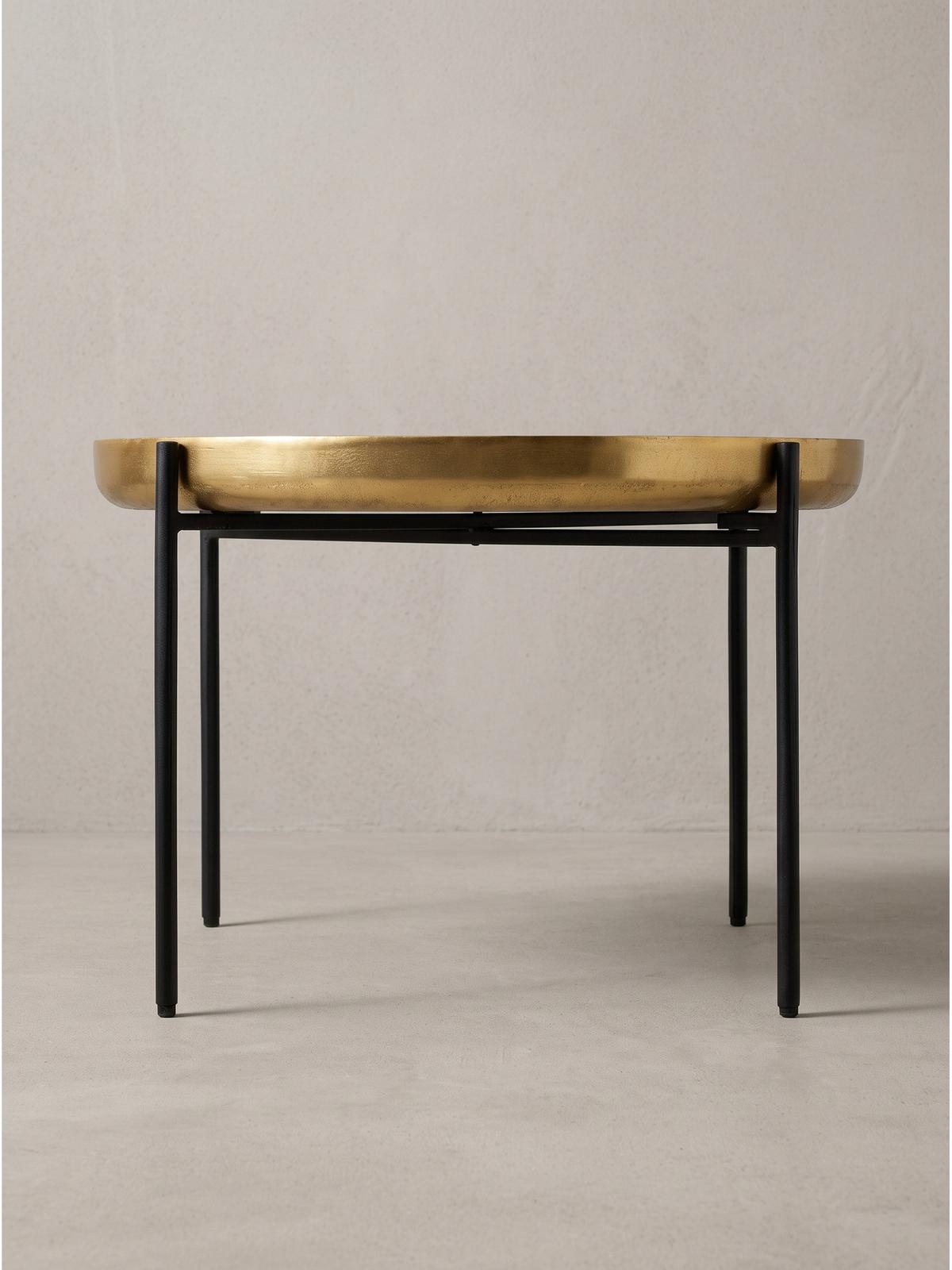 COUCHTISCH BERNALDA, Aluminium, Gold, Ø 63 x 41 cm - Goldfarben/Schwarz, Metall (63/63/41cm) - KADIMA DESIGN