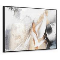 LEINWAND Bilder mit Rahmen - Luxus - Abstrakt - Gold - Weiß - 100x70 - Goldfarben, Textil (100/70cm) - MuchoWow