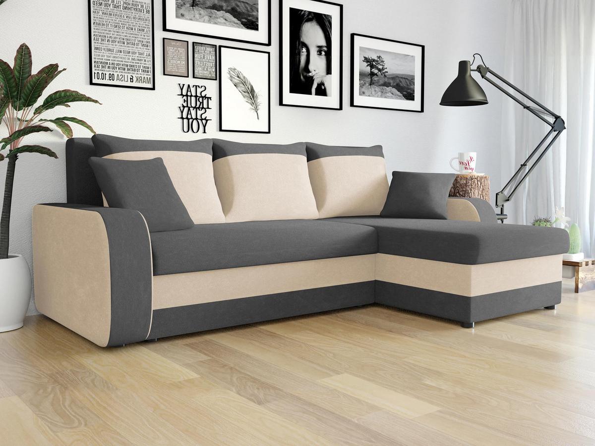 ECKSOFA Kris - Hellgrau/Schwarz, Holz/Kunststoff (238/147cm) - MIRJAN24