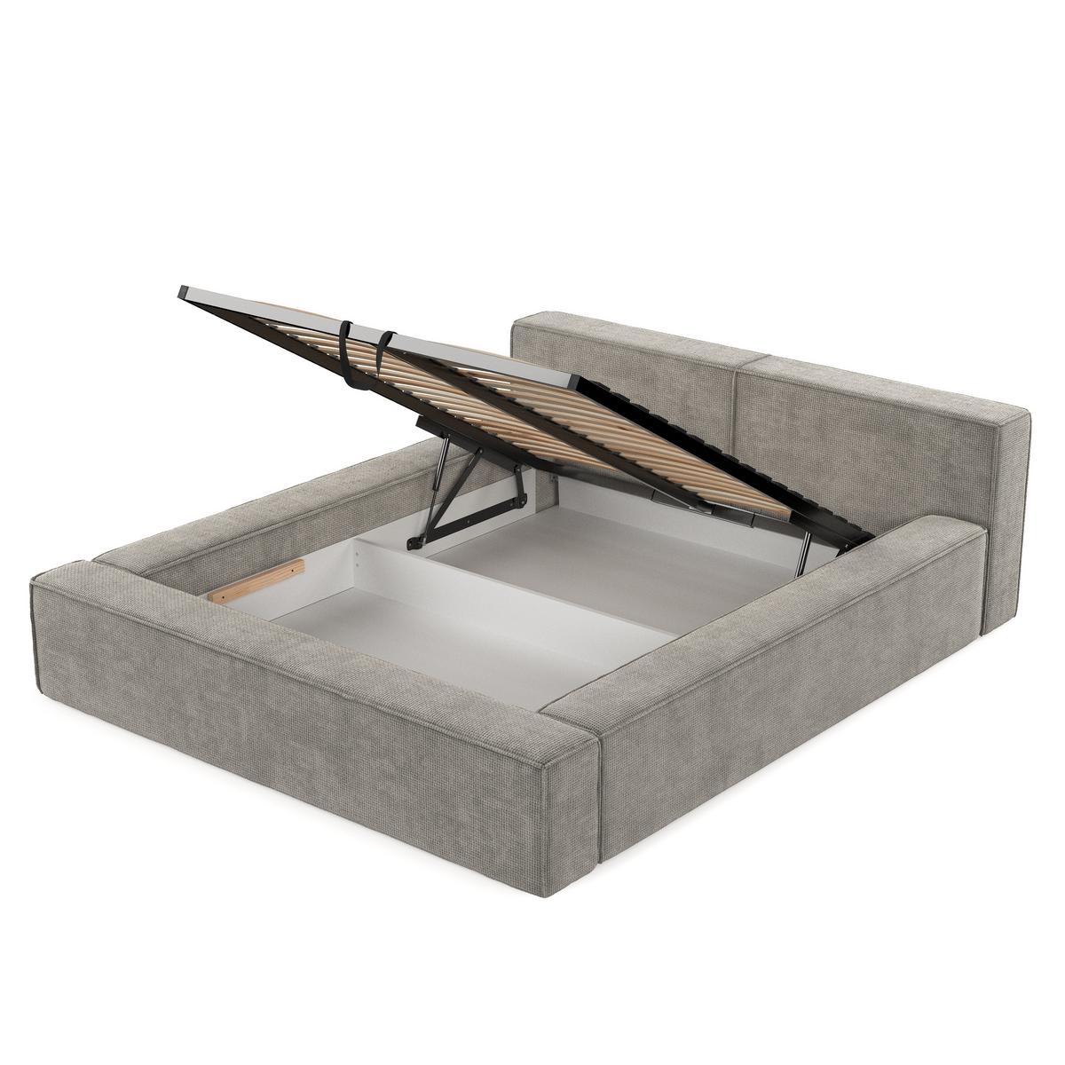 POLSTERBETT Casto mit Stauraum 180/200 cm Hellbeige im Bonita Stoff - Beige/Schwarz, Holz/Holzwerkstoff (180/200cm) - AltaBeds