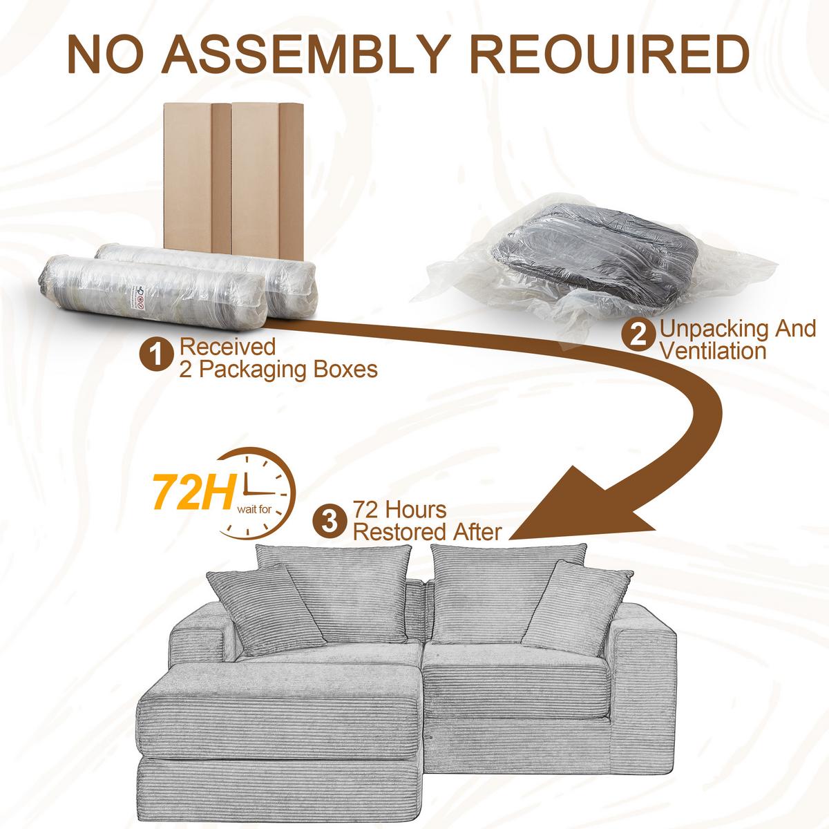 3-SITZER SOFA Modulares Cord Grün ohne Montage - Grün, Kunststoff (259.5/96cm) - Urban Meuble