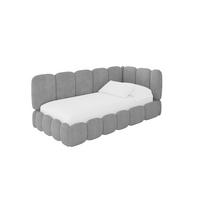 EINZELLBETT Jugendbett mit Bettkasten, Links - AVRY 80x200 Grau - Hellgrau, Holzwerkstoff/Textil (80/200cm) - ALTDECOR