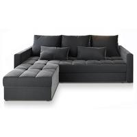 ECKSOFA KOS PIK Grau Plüsch-Stoff mit Schlaffunktion - Grau, Holz/Kunststoff (220/140cm) - MASSENO