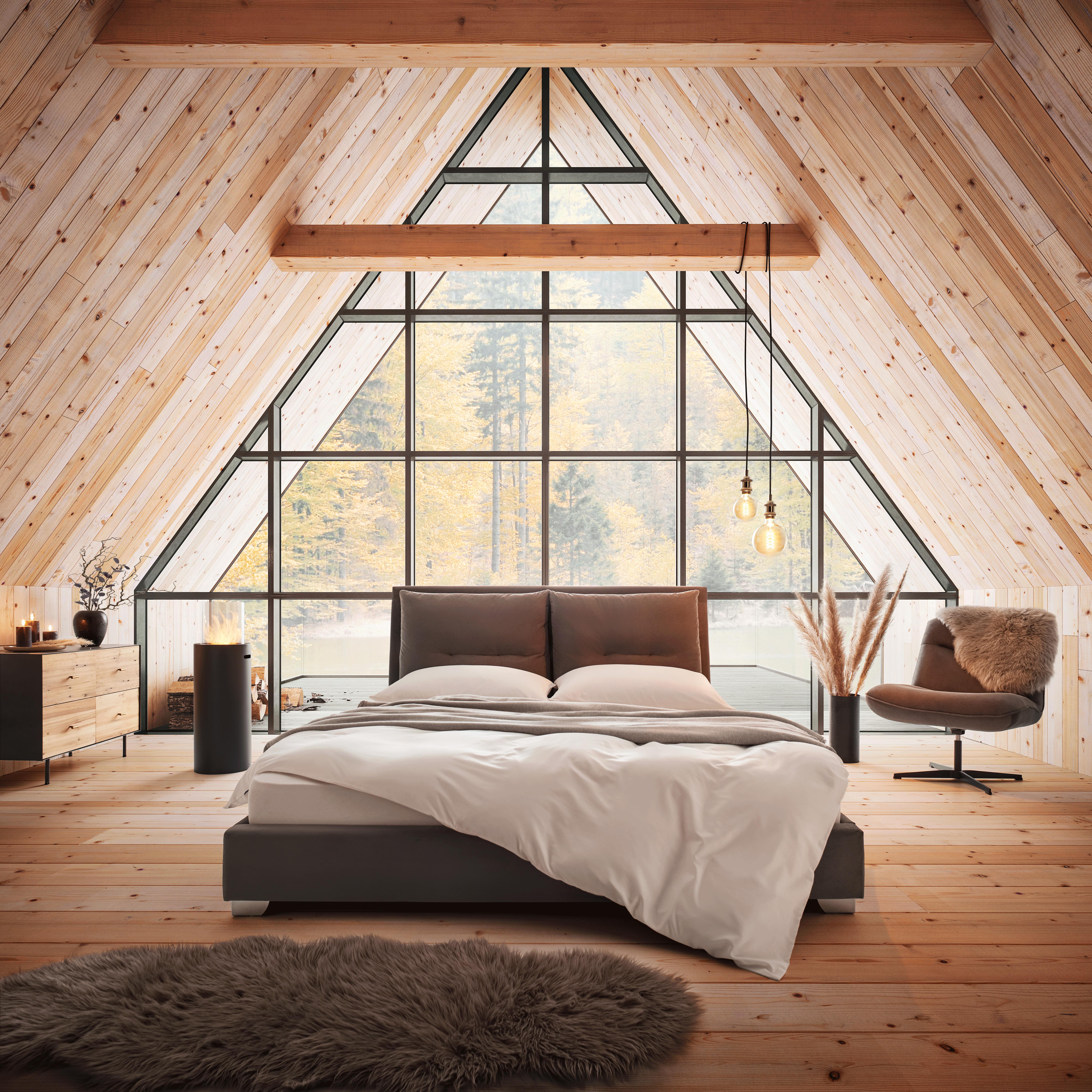 Günstiges Doppel-Polsterbett in Dunkelgrau