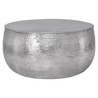 COUCHTISCH rund Ø90x45 cm Silber aus Aluminium Hammerschlag Design - Silberfarben, Metall (90/90/45cm) - WOMO-DESIGN