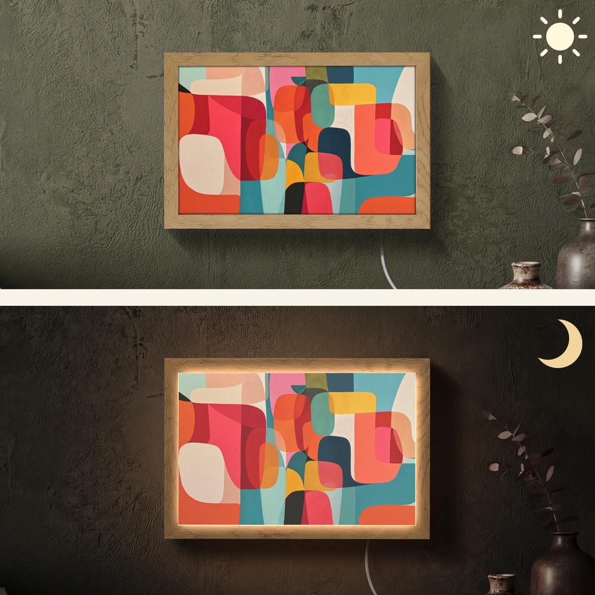 WANDLEUCHTE Formen - Bunt - Abstrakt - Flugzeuge 30x20 cm - Multicolor, Holzwerkstoff (30/20/8cm) - OnlyWow