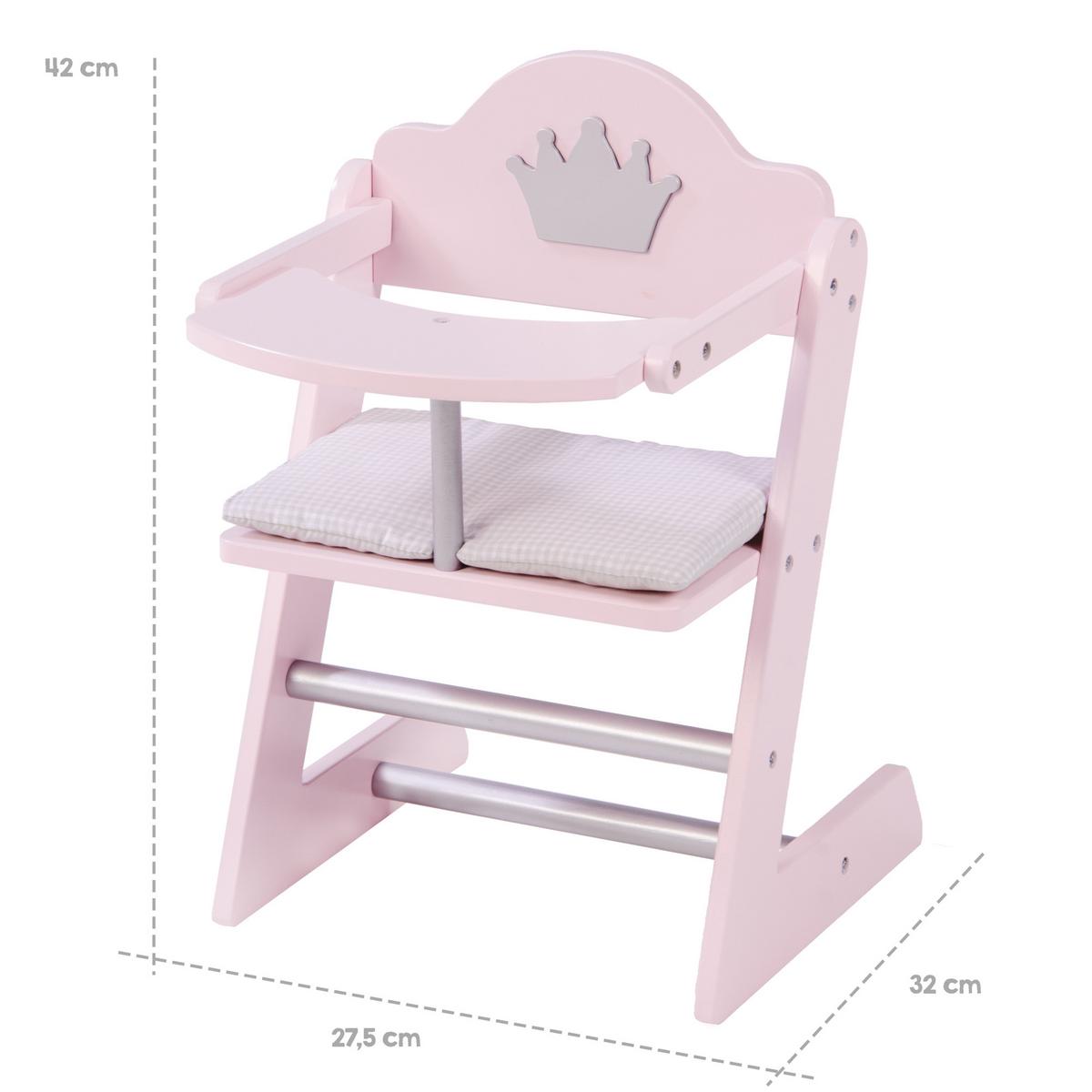 PUPPENHOCHSTUHL Prinzessin Sophie - Rosa, Holz (27.5/42/32cm) - Roba