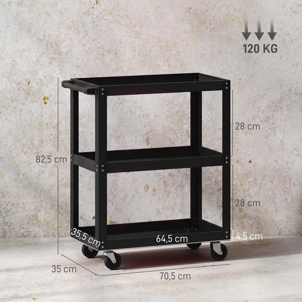WERKZEUGWAGEN Metall Schwarz - Schwarz, Metall (35/82.5/70.5cm) - HOMCOM
