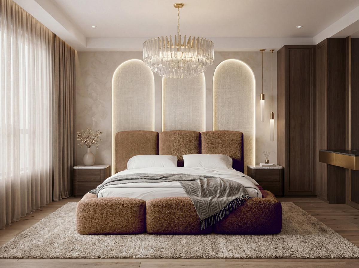 POLSTERBETT Harmony mit Bettkasten, Braun Boucle 200x200 cm - Beige/Birkefarben, Holzwerkstoff/Kunststoff (200/200cm) - WFL GROUP