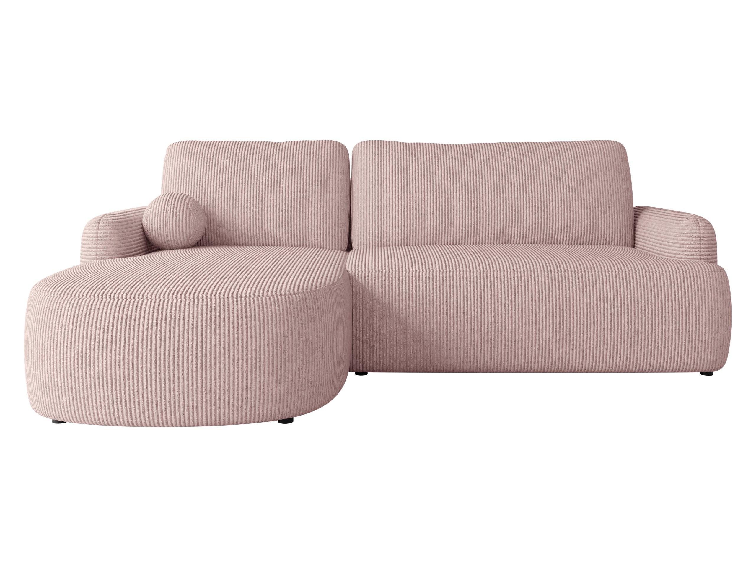 ECKSOFA Loridu Cord, Seite: Links - Schwarz/Rosa, Holz/Kunststoff (250/174cm) - MIRJAN24
