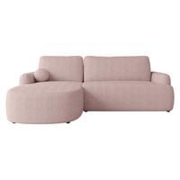 ECKSOFA Loridu Cord, Seite: Links - Schwarz/Rosa, Holz/Kunststoff (250/174cm) - MIRJAN24