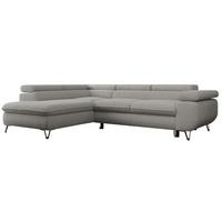 ECKSOFA PEDRO L Hellgrau Boucle - Links Seite - Hellgrau/Schwarz, Textil/Metall (208/273cm) - MKS