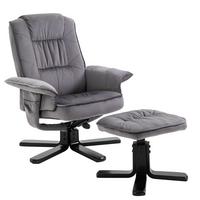 RELAXSESSEL SAMTSTOFF, SET MIT HOCKER CHARLES grau - Grau, Textil (76/87/61cm) - IDIMEX