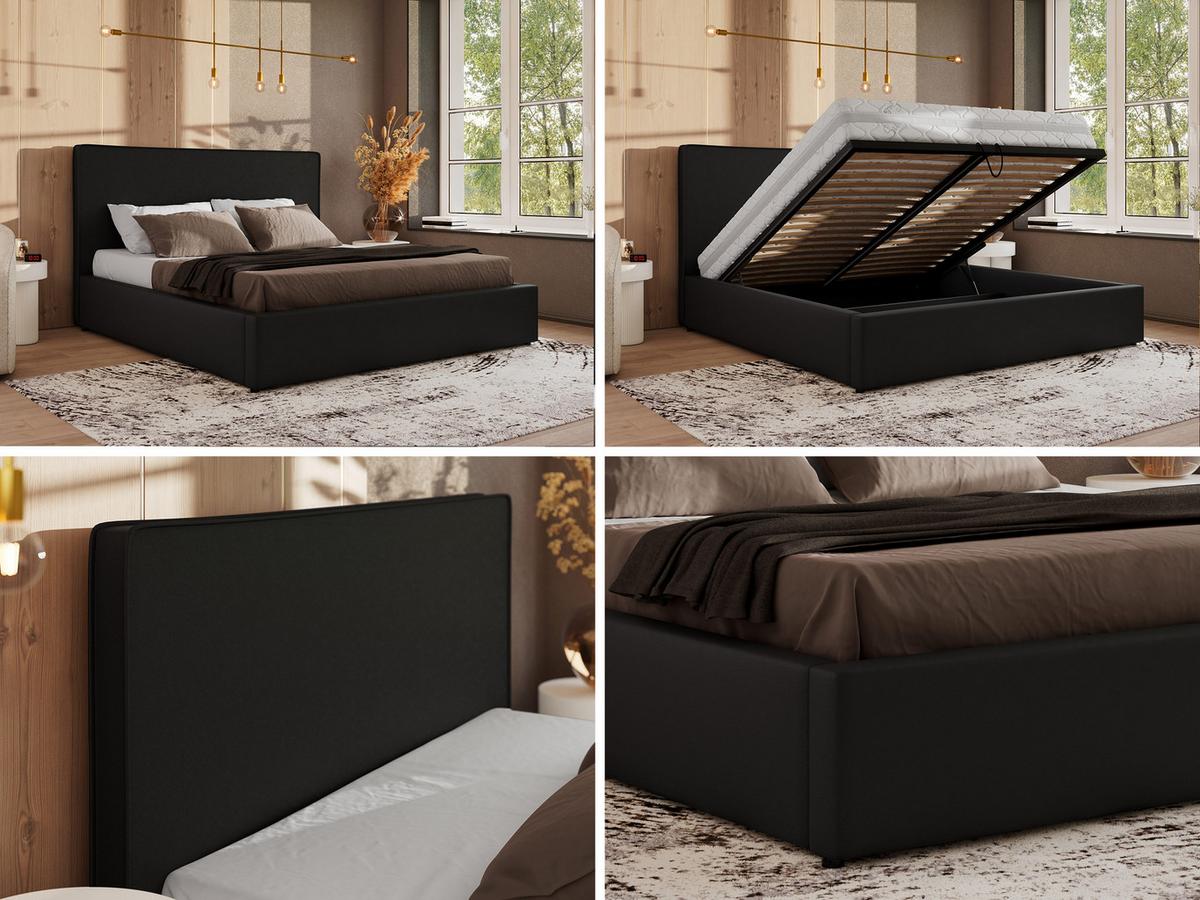 POLSTERBETT CORIVO CLASSIC 180/200 - Schwarz Kunstleder - Multipocket-Matratze - Schwarz, Textil (180/200cm) - MKS