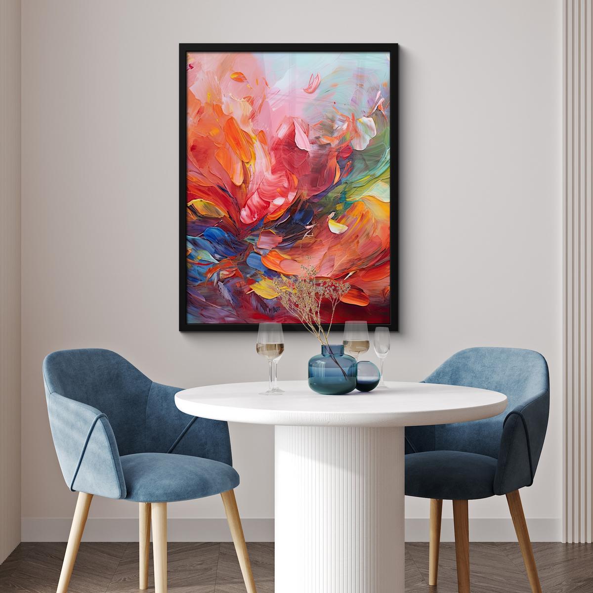 POSTER MIT RAHMEN Ölgemälde - Kunst - Abstrakt - Farbenfroh Posterleiste 60x80 cm - Altrosa, Papier (60/80cm) - MuchoWow