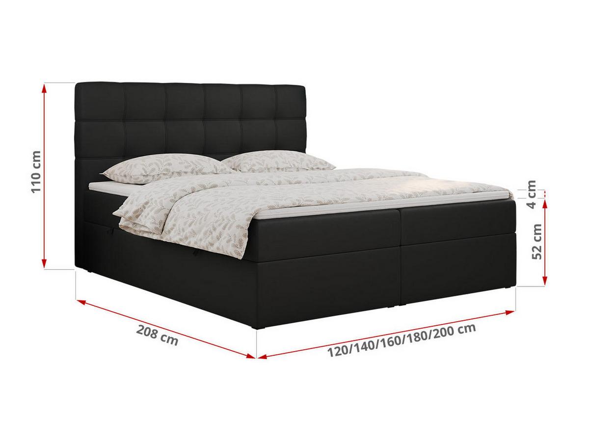 BOXBETT ERNI 120/200 - Schwarz Kunstleder - H3 - Schwarz, Holz/Textil (120/200cm) - MKS