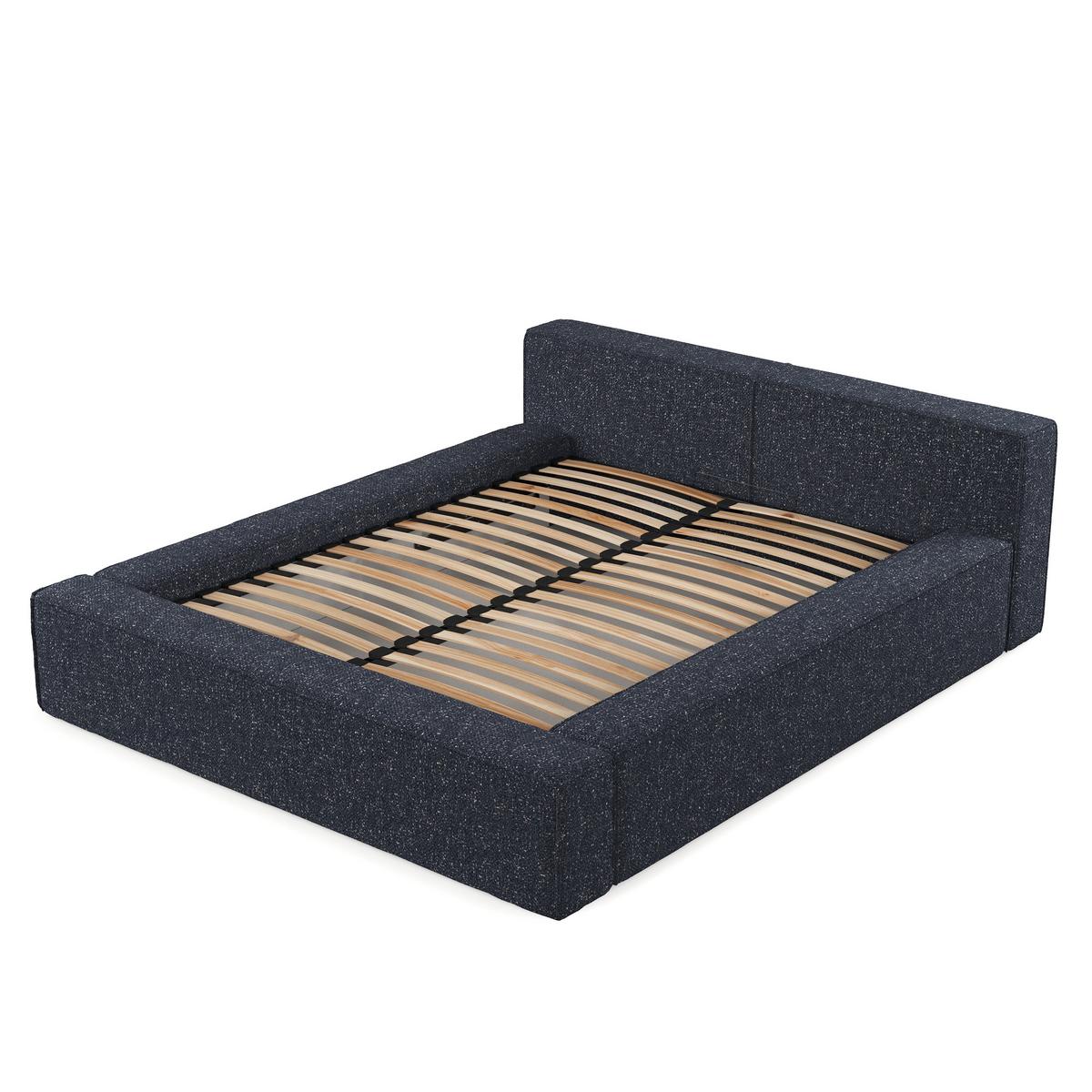 POLSTERBETT Casto mit Stauraum 180/200 cm Dunkelblau im Blur Stoff - Schwarz/Naturfarben, Holz/Holzwerkstoff (180/200cm) - AltaBeds