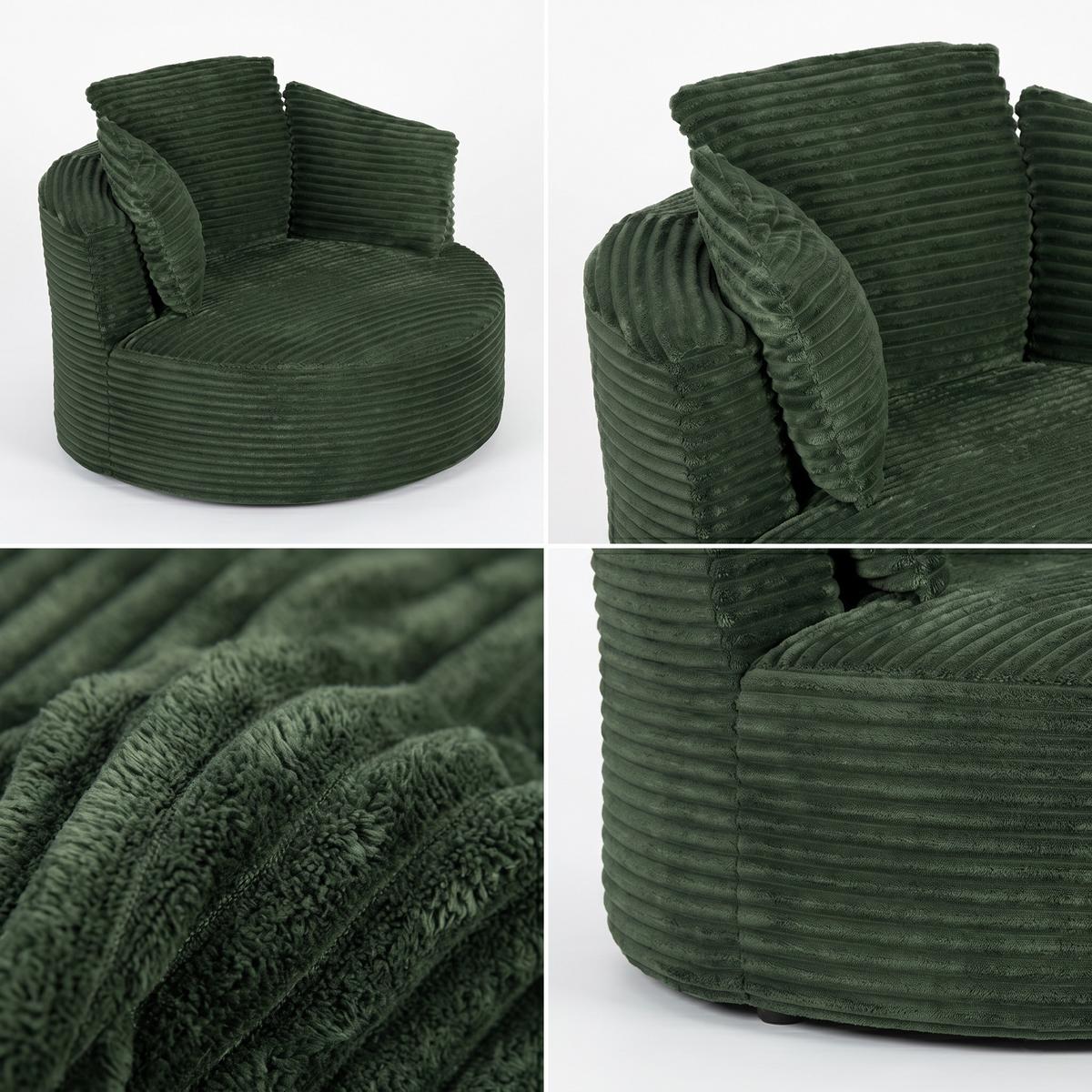 SESSEL weicher cordstoff taschenfederkern & komprimierte lieferung - Grün, Textil (124/86/113cm) - Urban Meuble