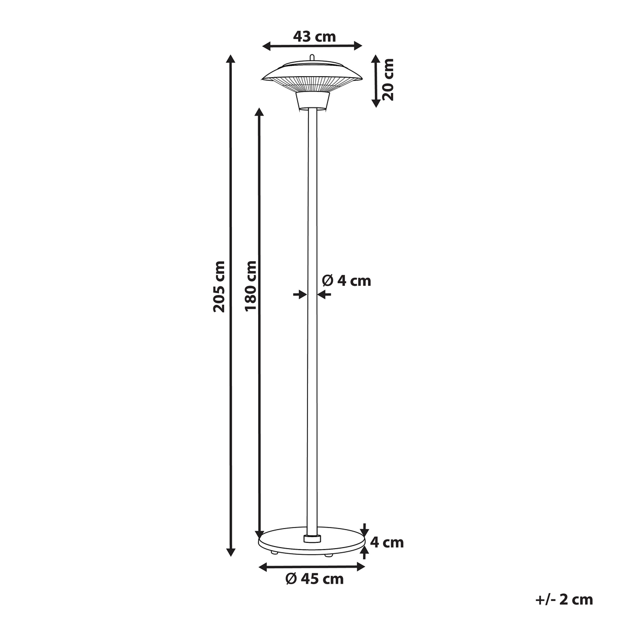 TERRASSENSTRAHLER Silber Askja - Silberfarben, Metall (45/205/45cm) - Beliani