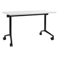 SCHREIBTISCH Zusammenklappbarer Weiß 120/60 cm mit Rädern Cavi - Schwarz/Weiß, Holzwerkstoff (60/120/75cm) - Beliani