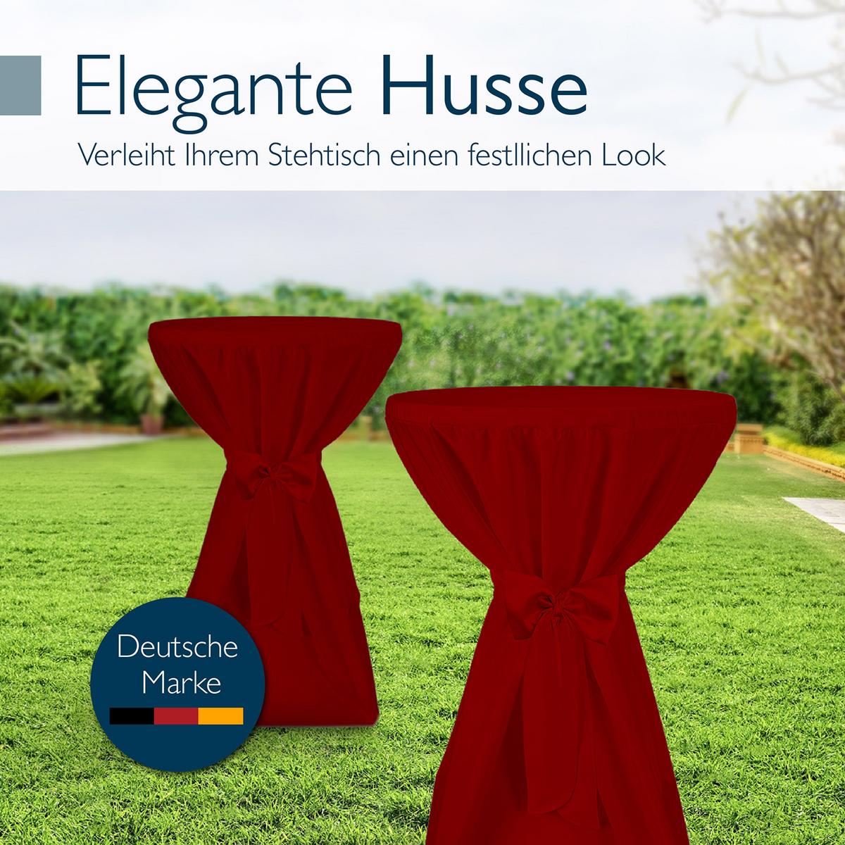 STEHTISCHHUSSE Premium Ø 60cm Bordeaux - Bordeaux, Kunststoff/Textil (60/145cm) - Beautissu 