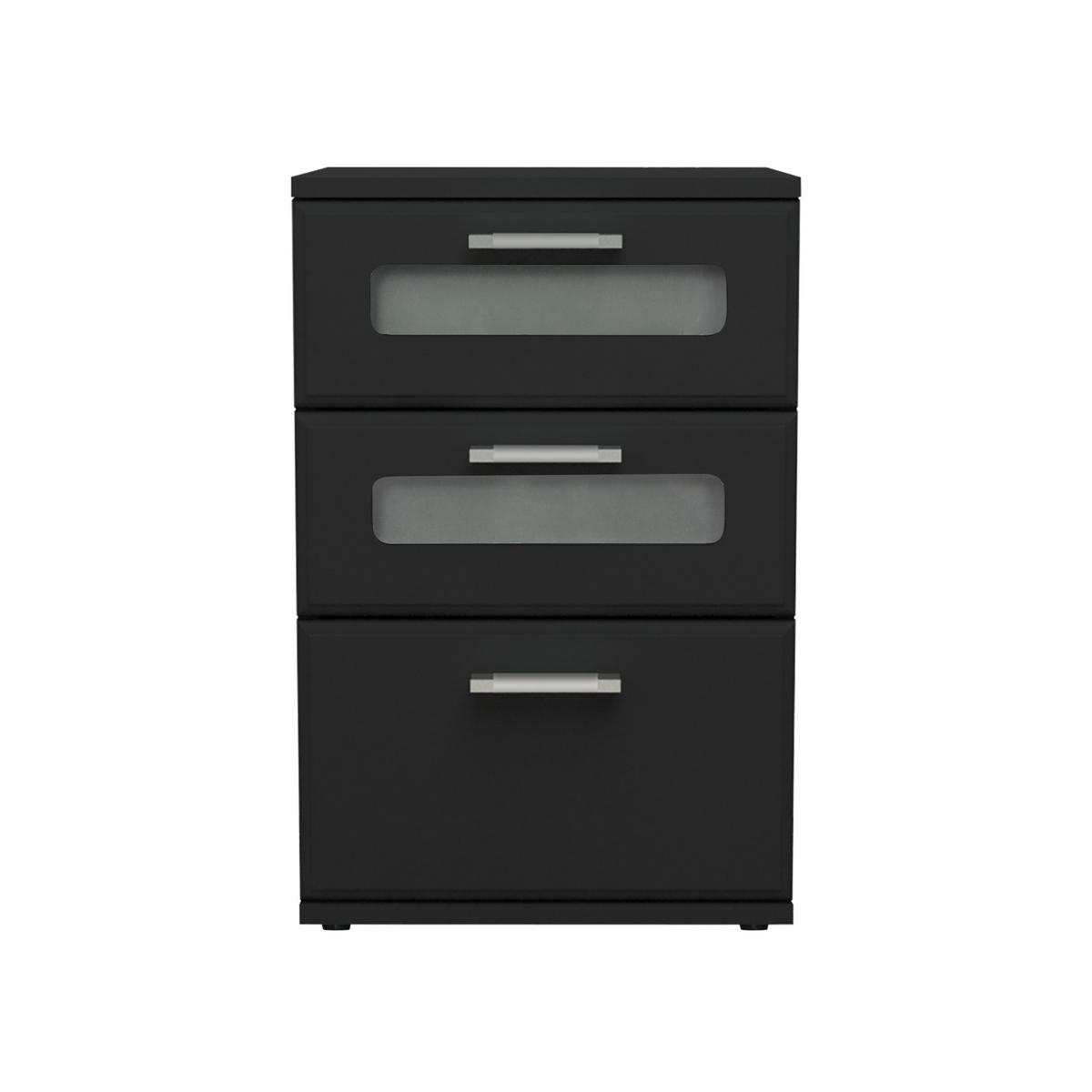 NACHTTISCH 2er Set mit 3 Schubladen Schwarz 40x60x38 cm aus Holz - Schwarz, Holzwerkstoff (40/60/38cm) - ML-DESIGN