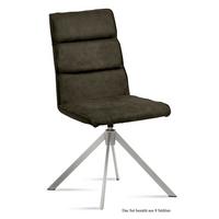 ESSZIMMERSTUHL drehbar (8er-Set) Dulcea 47x92x60 Edelstahl/Khaki - Dunkelgrün/Edelstahlfarben, Kunststoff (60/92/47cm) - 58aufmkessel