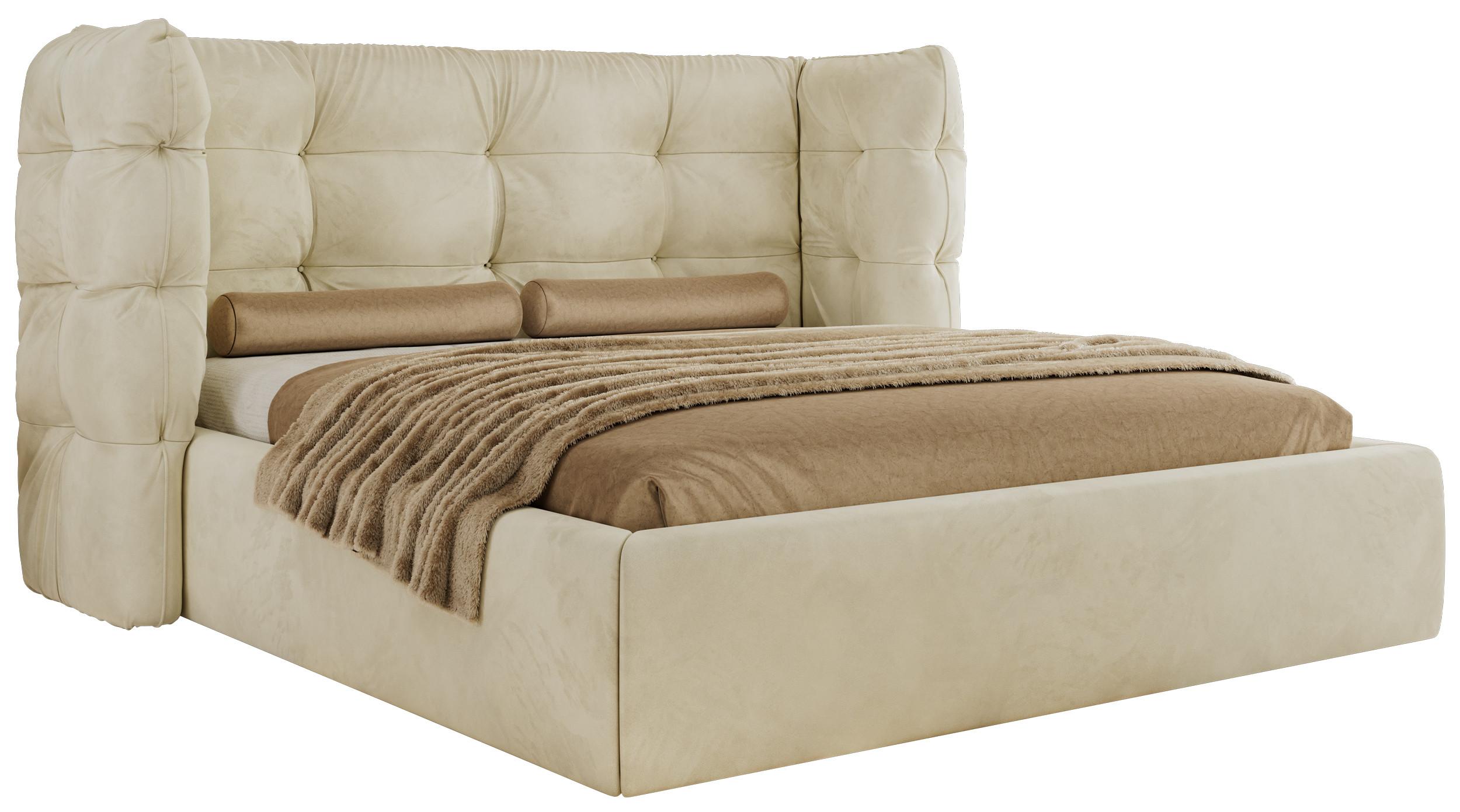 POLSTERBETT FLONELLE CLASSIC 140/200 - Creme Velvet - ohne Matratze - Creme, Textil (140/200cm) - MKS