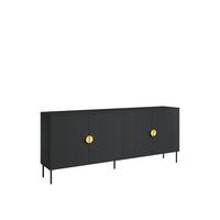 KOMMODE Graphitschwarz 213/87,6/40 - Schwarz, Holzwerkstoff (213/88/40cm) - RAUMHIRSCH FURNITURE
