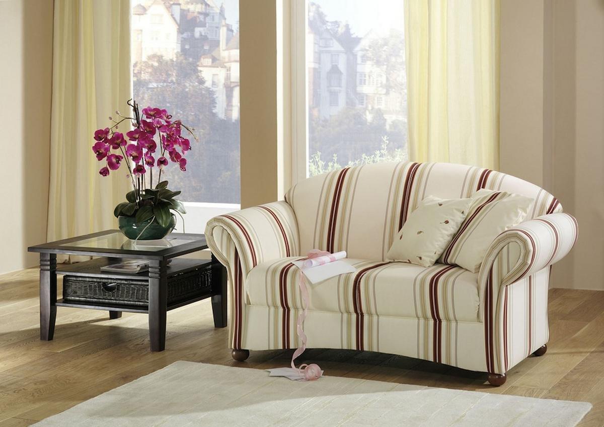 SOFA 2-Sitzer Kama Bezug Flachgewebe Buche nussbaum dunkel / weiß - Rot/Weiß, Kunststoff (151/85/81cm) - 58aufmkessel