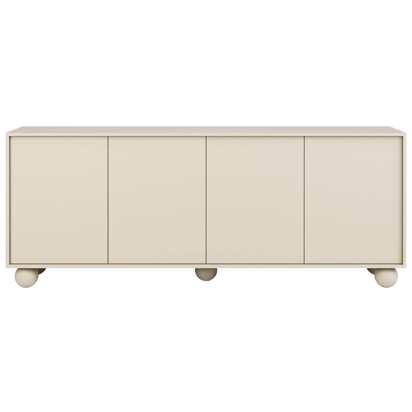 KOMMODE Adel mit 4 Türen und runden Füßen, 204 cm, Griffloss, Kaschmir - Kaschmir, Holzwerkstoff (204/81/38cm) - Beautysofa