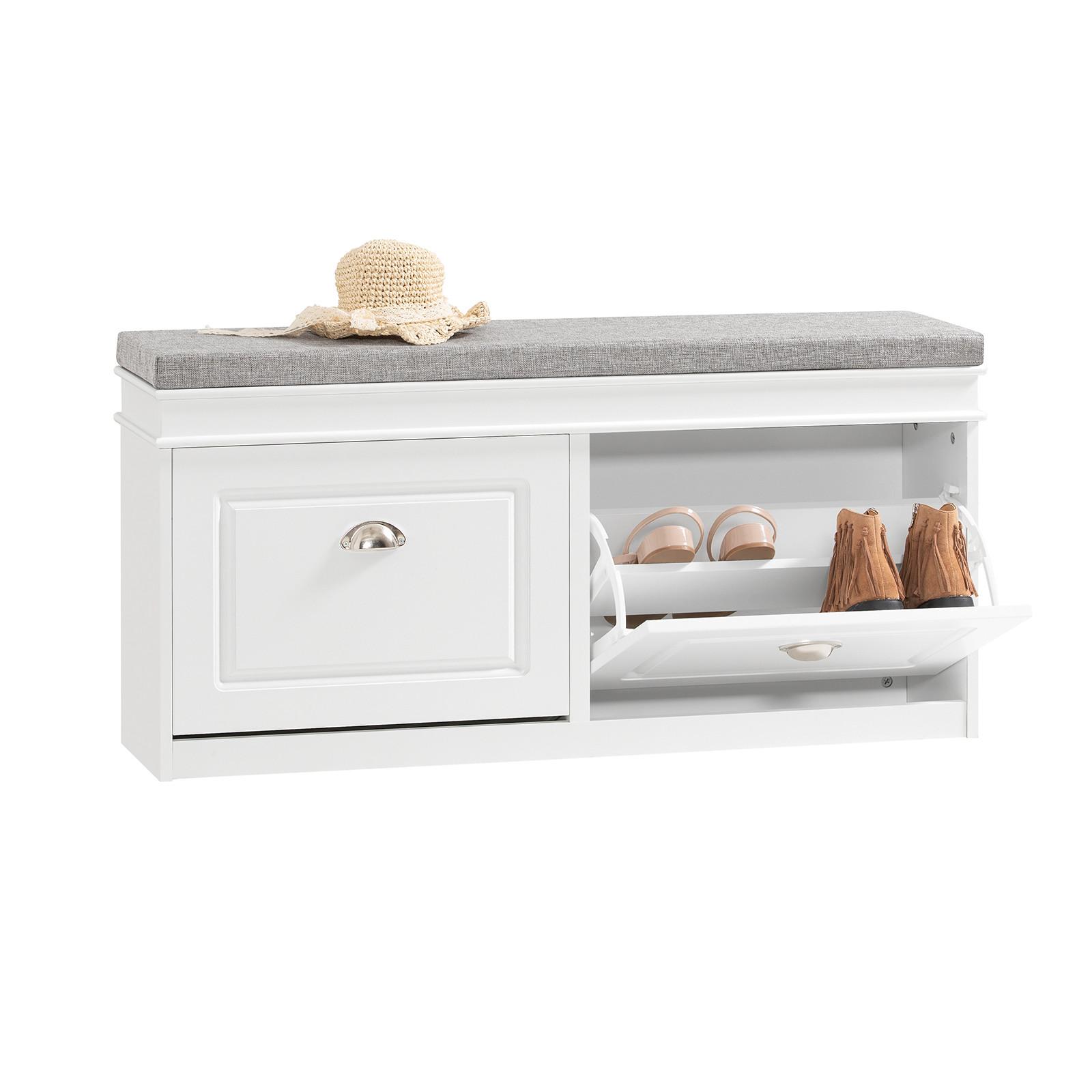 SCHUHBANK Weiß - Weiß, Holzwerkstoff (104/52/24cm) - SoBuy