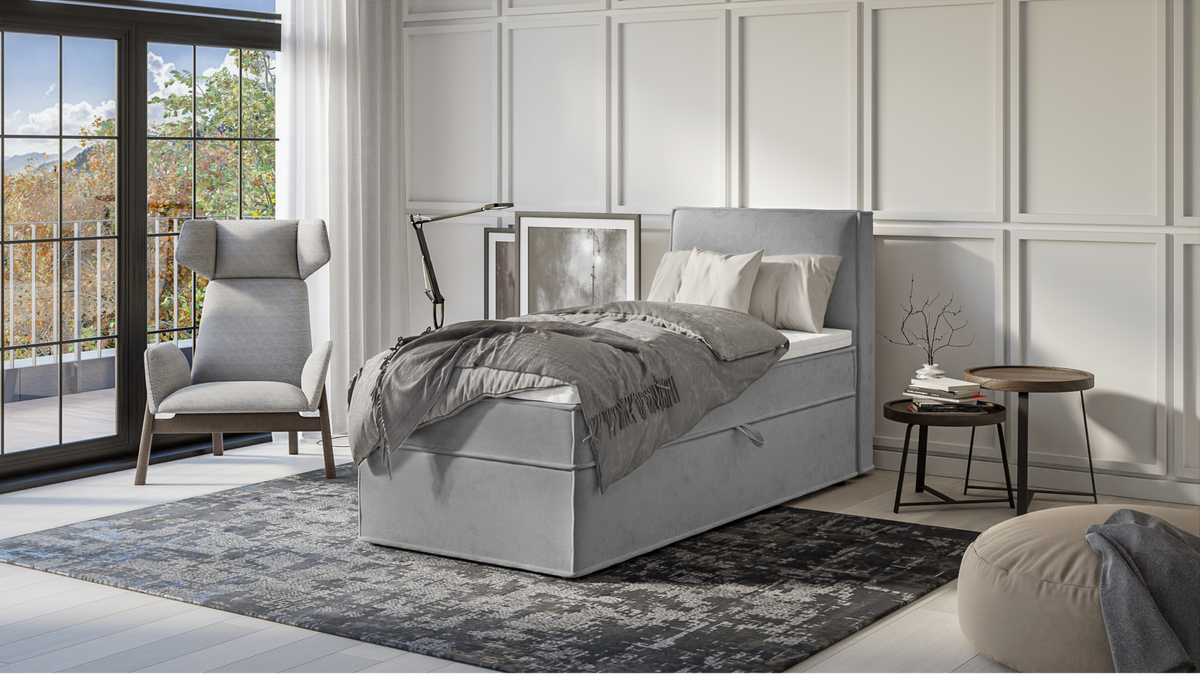 BOXBETT Eclipse 90/200 cm Grau Luxusmicrofaser - Schwarz/Grau, Holz/Kunststoff (90/200cm) - S-Style Möbel