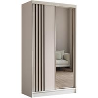SCHWEBETÜRENSCHRANK Nela II 120/216/61 weiß mit Schubladen - Schwarz/Weiß, Holzwerkstoff (120/216/61cm) - Beautysofa