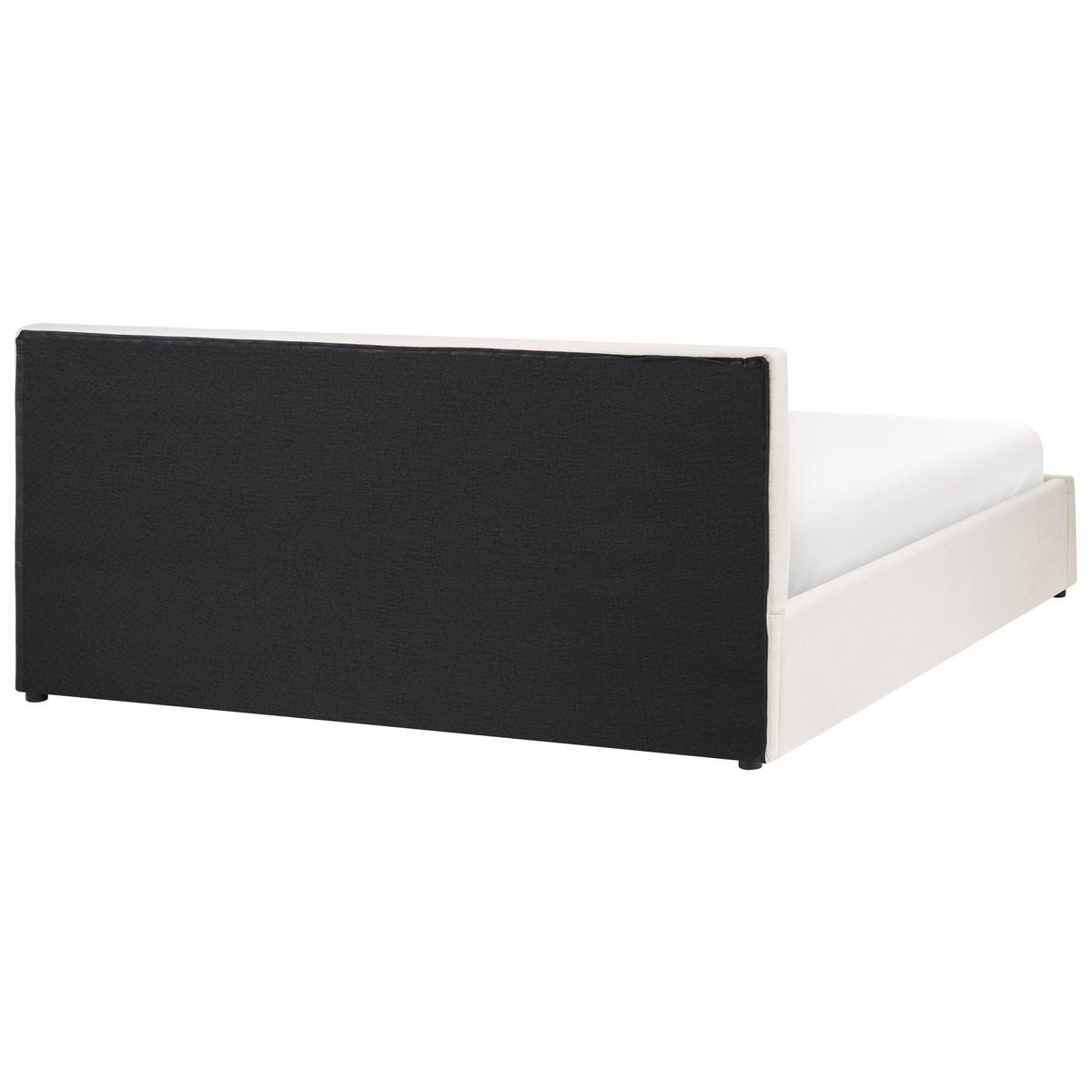 BETT mit Stauraum 160/200 cm Stoff Cremeweiß Bousse - Creme, Textil (160/200cm) - Beliani
