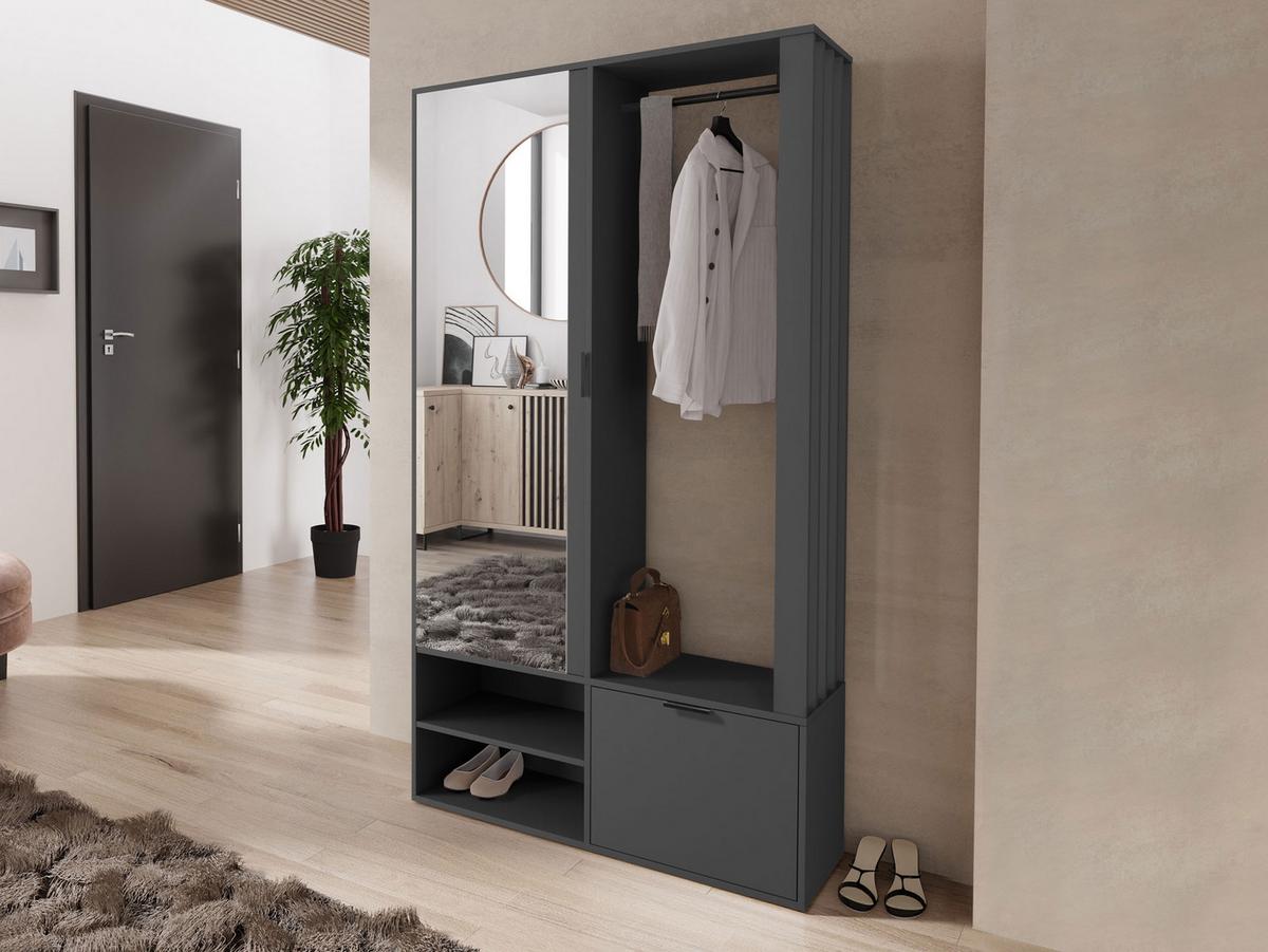 GARDEROBE Milo - Anthrazit/Schwarz, Holzwerkstoff/Kunststoff (100/190/33cm) - MIRJAN24