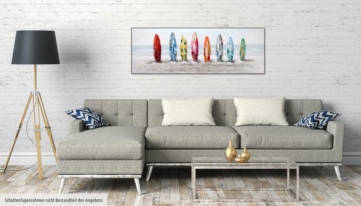 ACRYLBILD HANDGEMALT 150/50 cm - Multicolor/Grau, Holz/Textil (150/50cm) - KUNSTLOFT