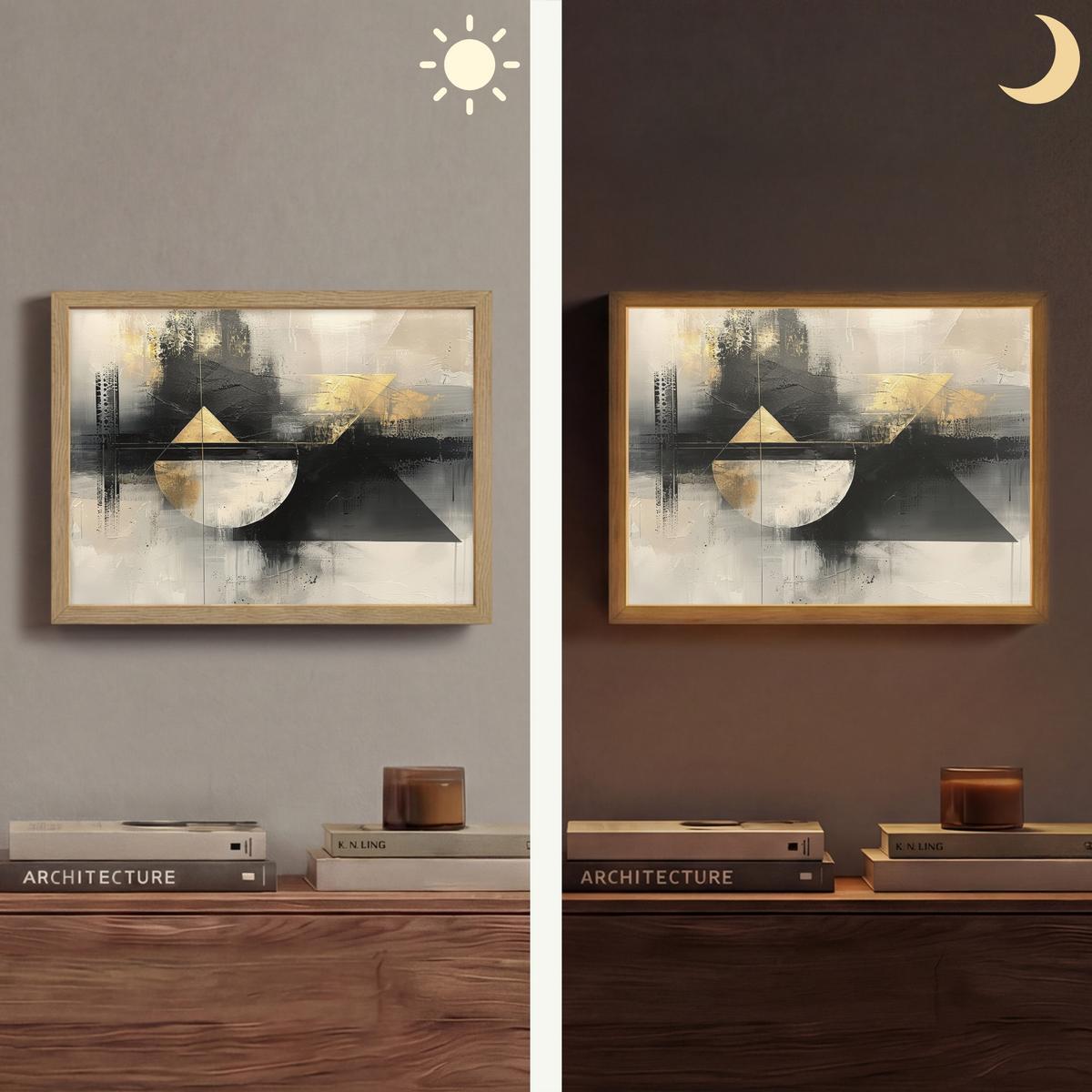 WANDLEUCHTE MIT AKKU Abstrakt - Schwarz - Farbe - Modern 40x30 cm - Grau, Holzwerkstoff (40/30/8cm) - OnlyWow