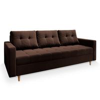 BETTSOFA MILO Braun Plüsch-Stoff mit Schlaffunktion - Braun, Textil (220/93/87cm) - MASSENO