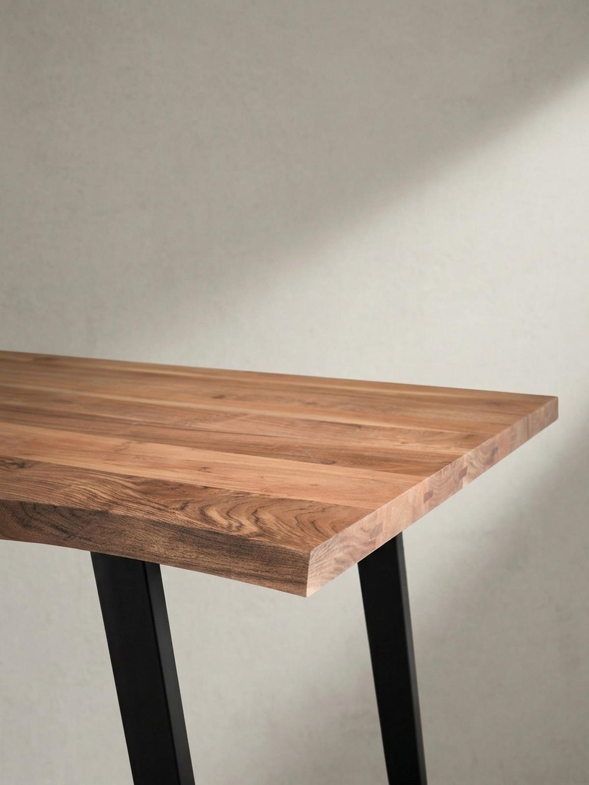 ESSTISCH Massivholz Baumkante Metall U-Gestell Handgefertigt ATOLL, Goldbraun-Schwarz 120x60x76 cm - Schwarz/Braun, Holz/Metall (60/120/76cm) - KADIMA DESIGN