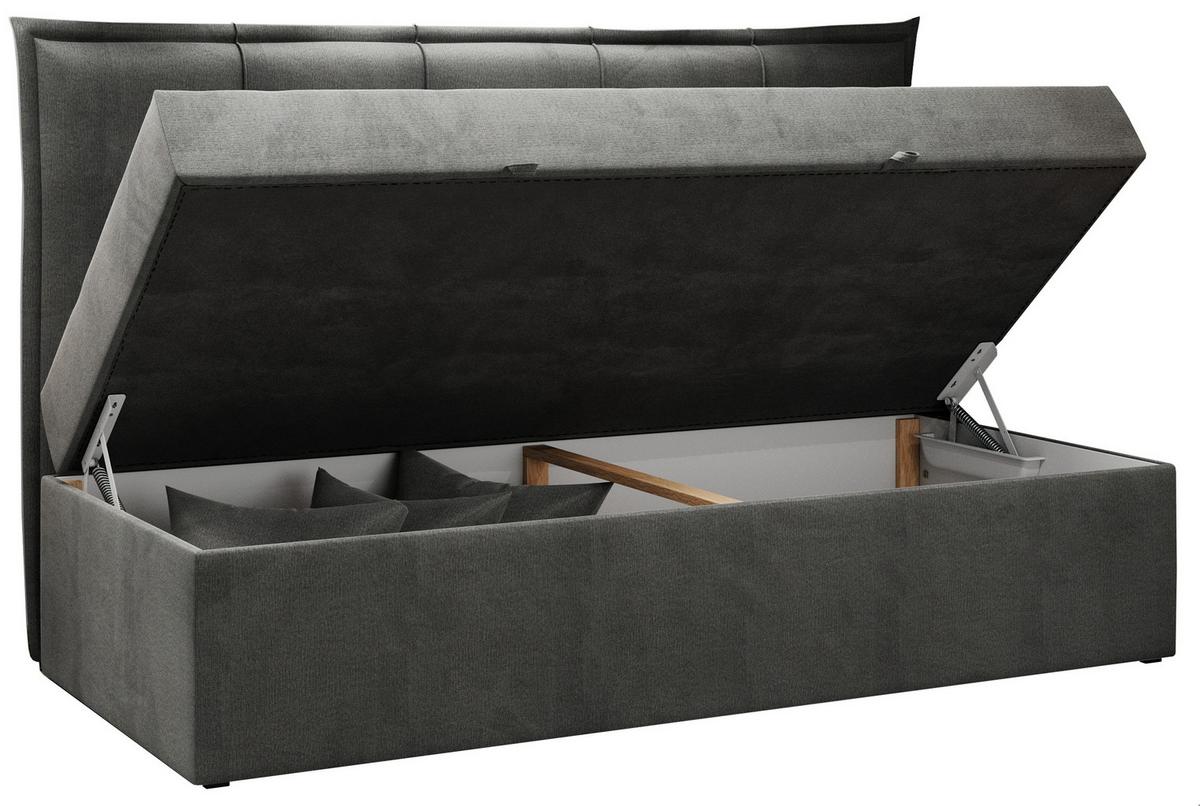 BOXBETT BANCO 90/200 Dunkelgrau Velvet hydrophob - H3 - Dunkelgrau, Holz/Textil (90/200cm) - MKS