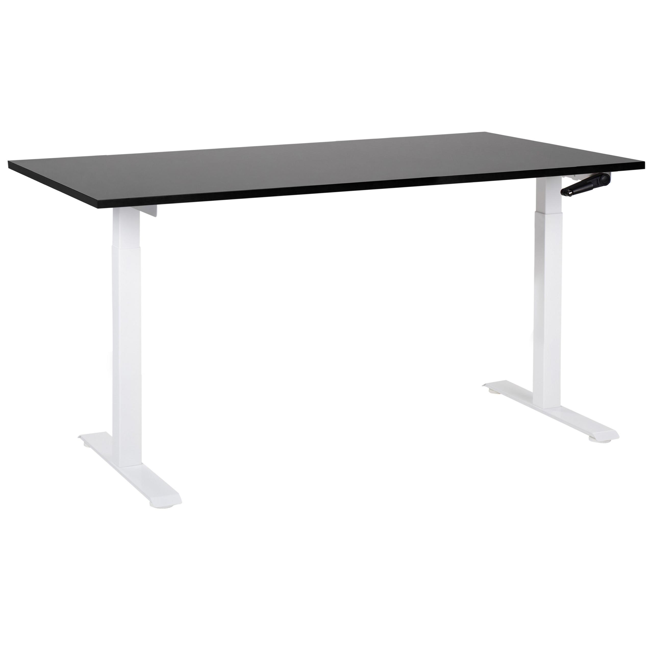 HÖHENVERSTELLBARER SCHREIBTISCH Manuell 160/72 cm Schwarz Destin III - Schwarz/Weiß, Holzwerkstoff (72/160/74cm) - Beliani