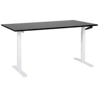 HÖHENVERSTELLBARER SCHREIBTISCH Manuell 160/72 cm Schwarz Destin III - Schwarz/Weiß, Holzwerkstoff (72/160/74cm) - Beliani