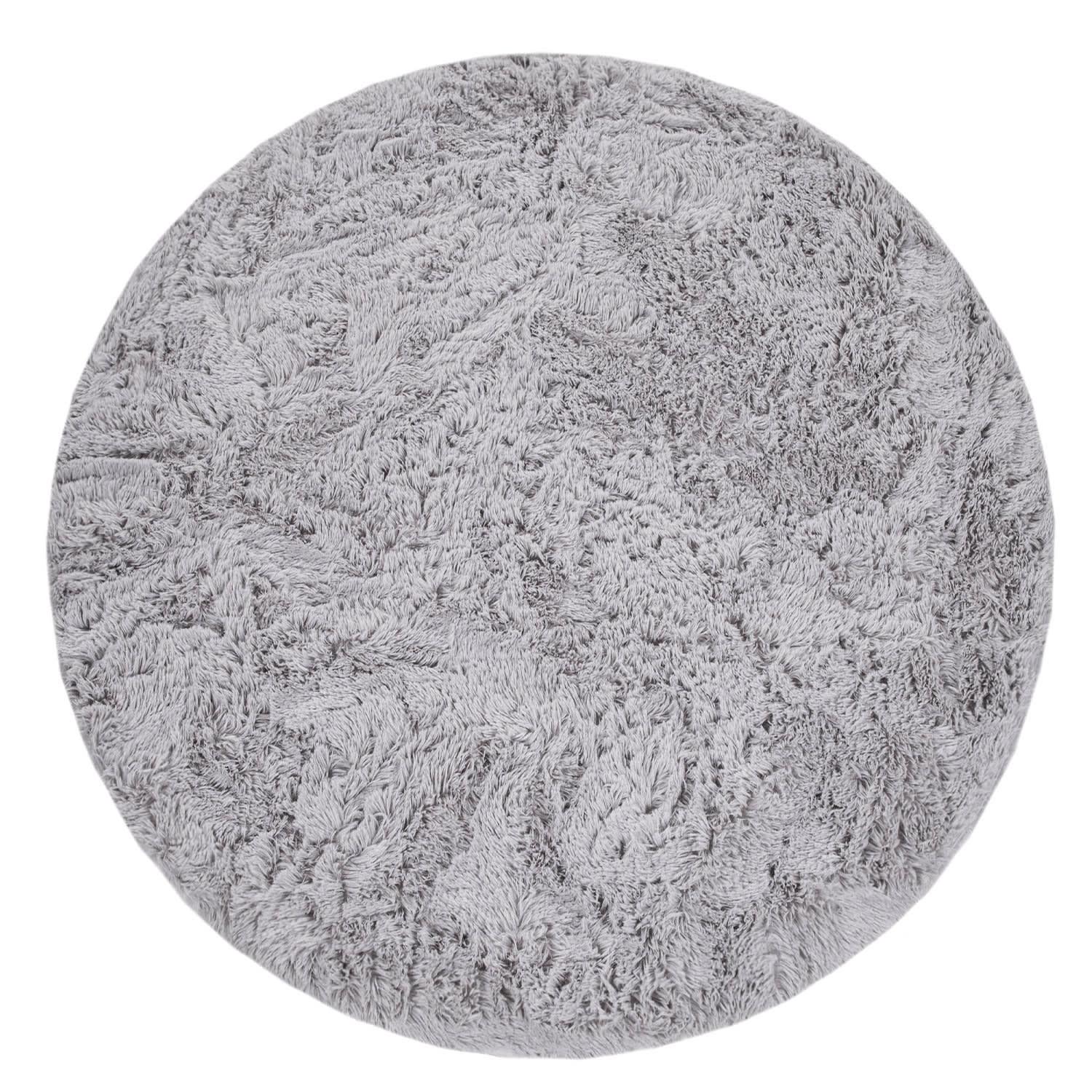 HOCHFLORTEPPICH, einfarbig, aus Polyester, Hellgrau, Ø 160 cm - Grau, Textil (160/160cm) - KADIMA DESIGN