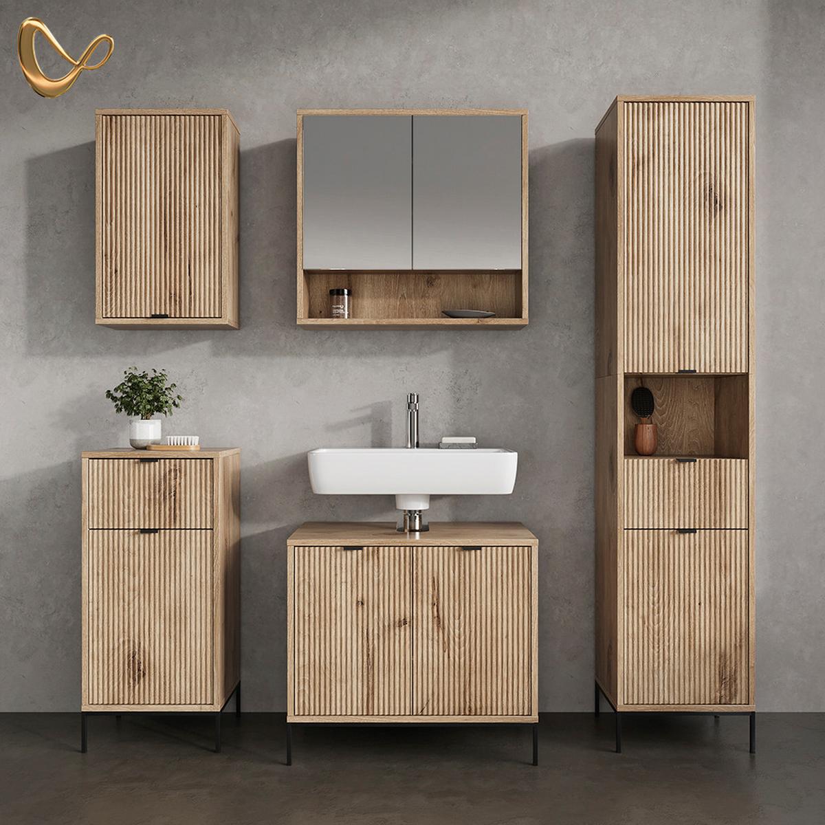 BADMÖBEL-SET ATERNO Viking Oak 5 Teile - Eichefarben, Holzwerkstoff (70/63/45cm) - Livinity®