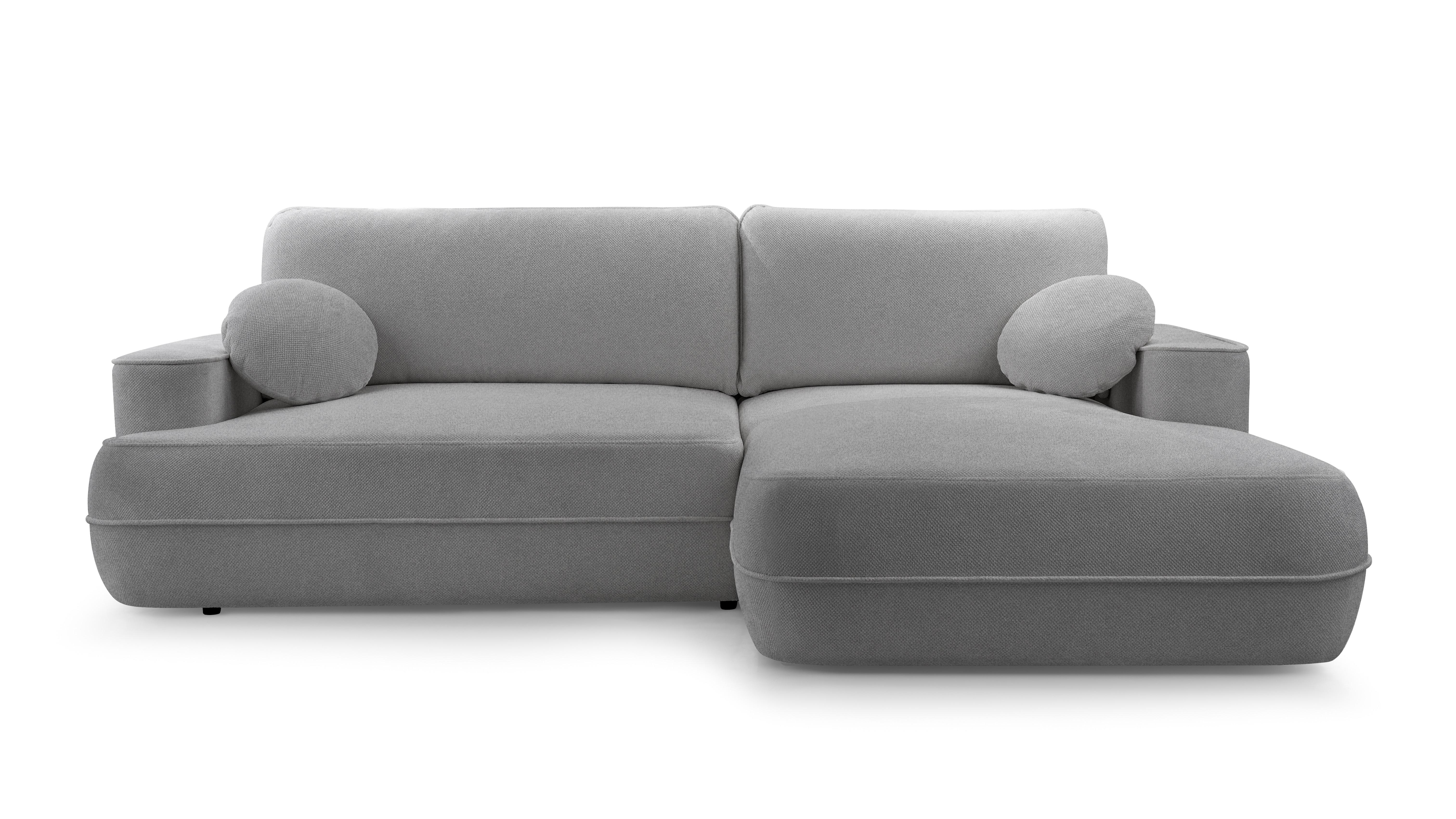 ECKCOUCH L Form Peoni Hellgrau 267/168/87 cm mit Schlaffunktion R - Hellgrau/Schwarz, Kunststoff/Textil (267/168cm) - AX Living