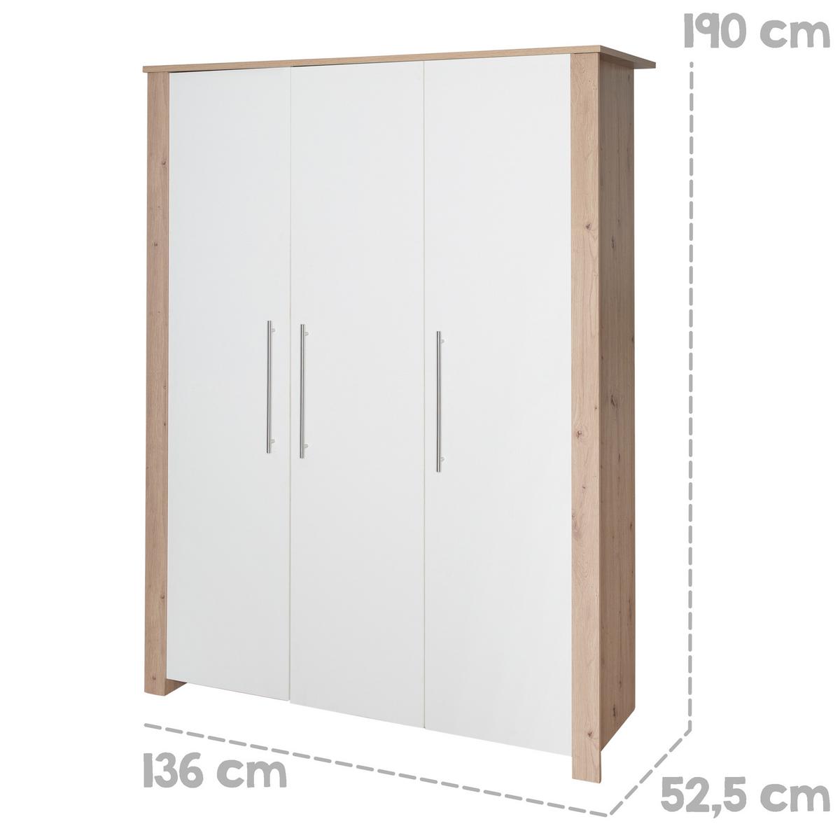 KLEIDERSCHRANK Malo - Weiß, Holzwerkstoff (118/190/52cm) - Roba