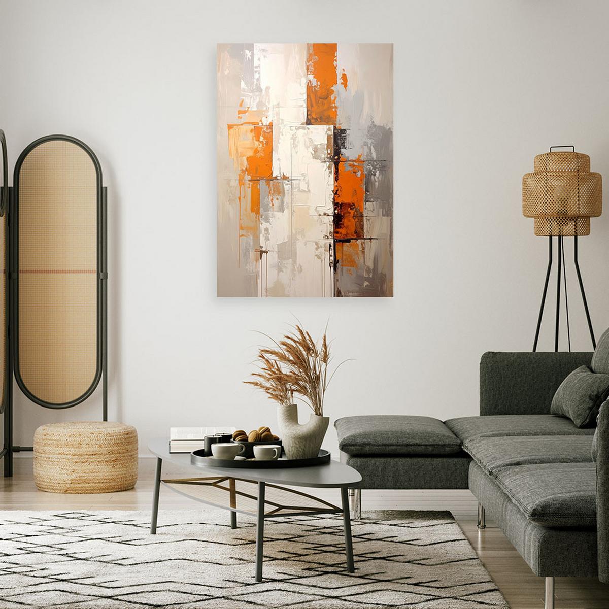 LEINWANDBILDER, Orange Beige Abstrakt - Orange, Textil (80/120cm) - Feeby