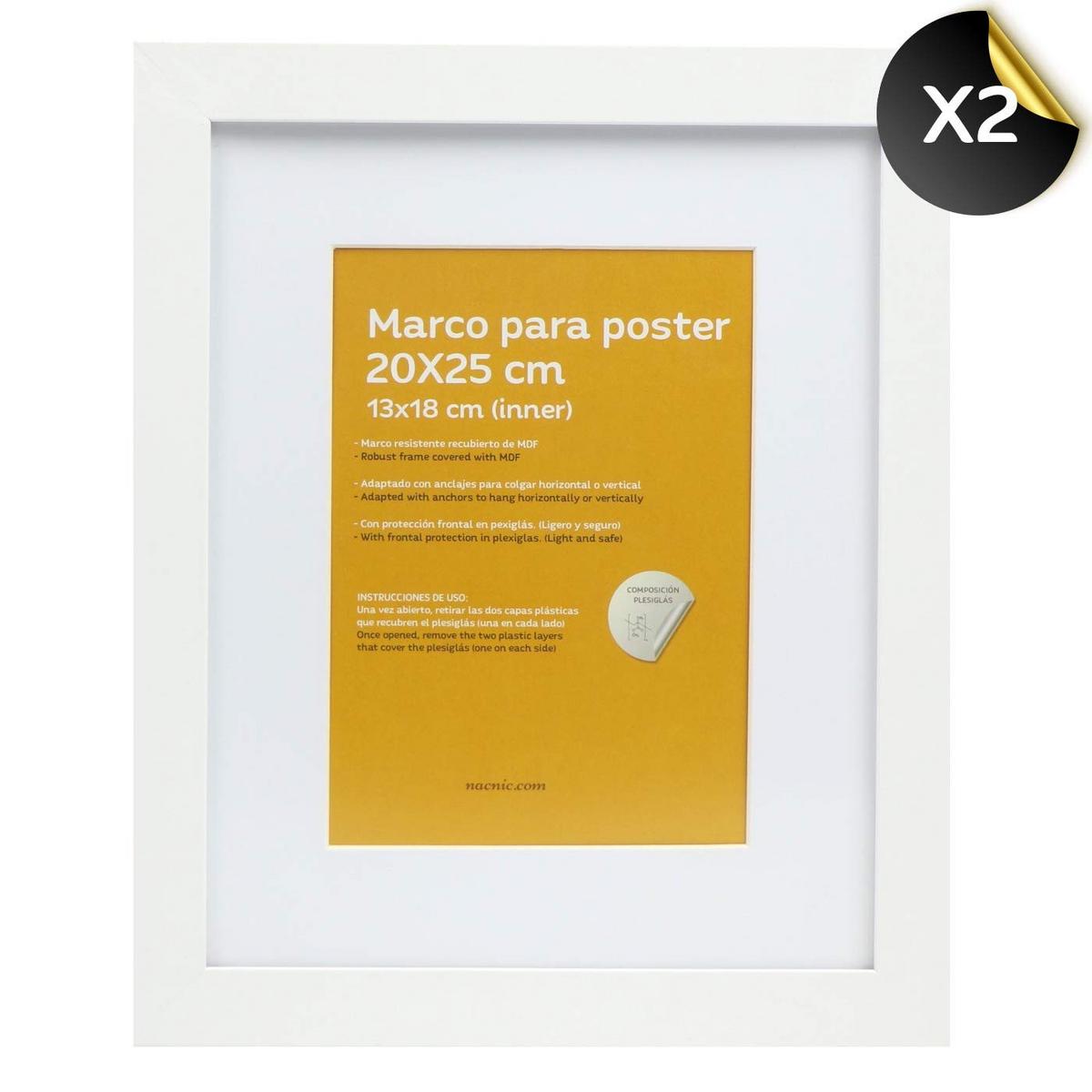 RAHMEN Set mit 10 aus MDF und Acrylglas Schutz und Aussteller für Fotografien, Bilder, Poster, Gemälde Farbe Weiß 20x25, 13x18, 10x15 cm - Weiß, Holz (20/3cm) - Nacnic