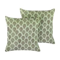 DEKOKISSEN 2er-Set Grün 45/45 cm Rungia - Grün, Textil (45/45cm) - Beliani
